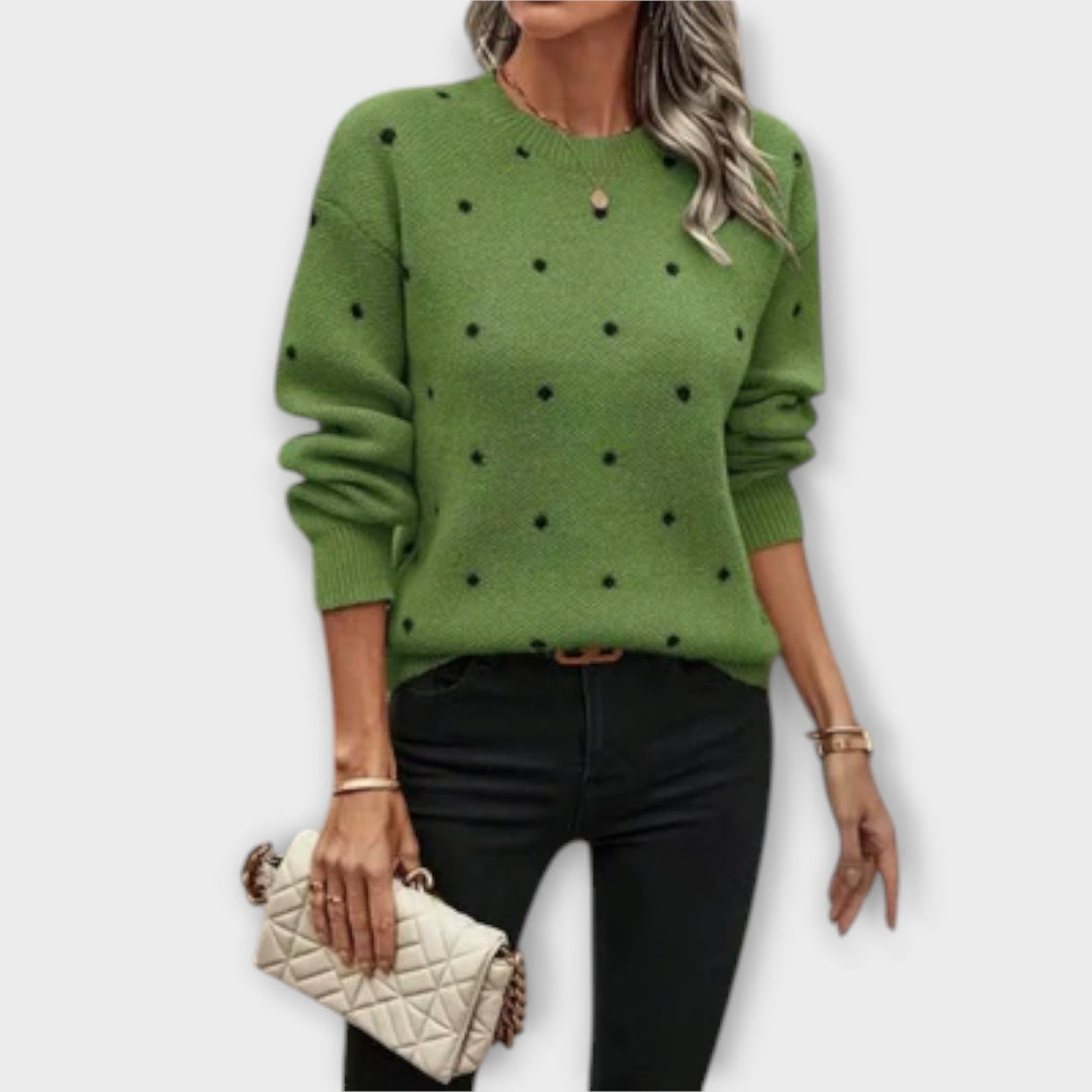 Ava - Long-sleeved casual jersey with polka dot pattern