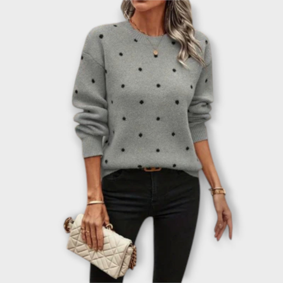 Ava - Long-sleeved casual jersey with polka dot pattern