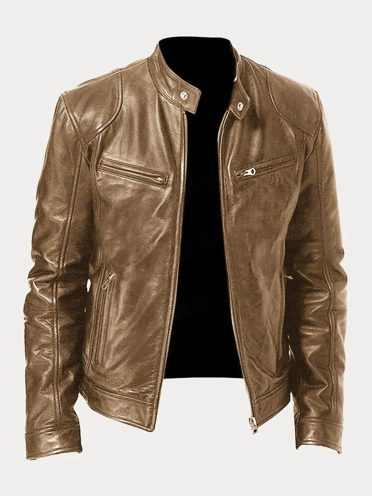 Victor | Casual Leather Jacket: Timeless Style and Comfort